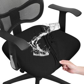 FORCHEER Waterproof Office Chair Seat Cover 20x20 Inch Black Stretch Jacquard Computer Chair Seat Cushion Slipcover Washable Removable