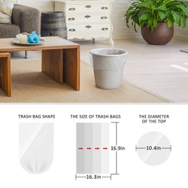 1.2 Gallon 330 Counts Small Trash Bags Garbage Bags by Teivio, Bathroom Trash Can Bin Liners, Small Plastic Bags for home office kitchen (Clear)