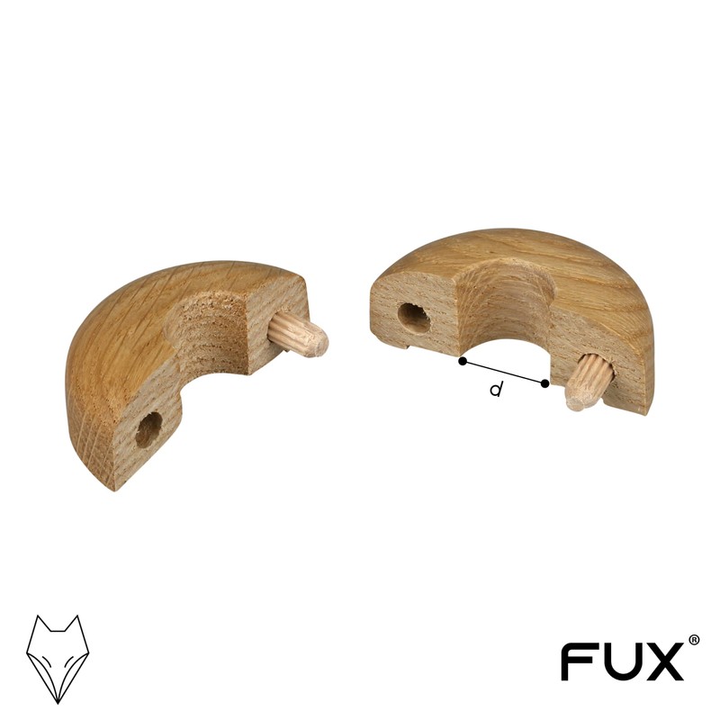 2 Pieces Pipe Covers, Solid Wood, for Pipe diameters: 15mm,