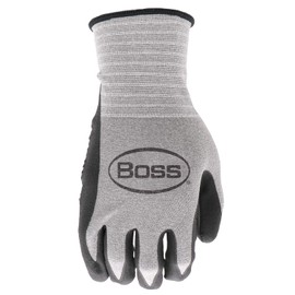 Boss Men's Tactile Grip with Nitrile Coated Palm and Nylon Shell Work Gloves, Dotted Palm, High Dexterity, Water and Abrasion Resistant, Gray/Black, X-Large (B31181-XL)