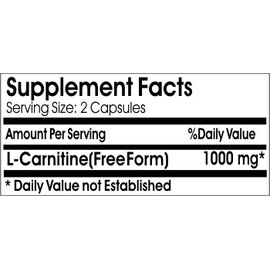 Naturetition Supplements L-Carnitine 1000mg ~ 200 Capsules - No Additives