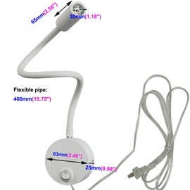 BRILLRAYDO LED Picture Light Bedside Lamp Fixture Flexible Pipe with Button Plug-in White Finish Pure White