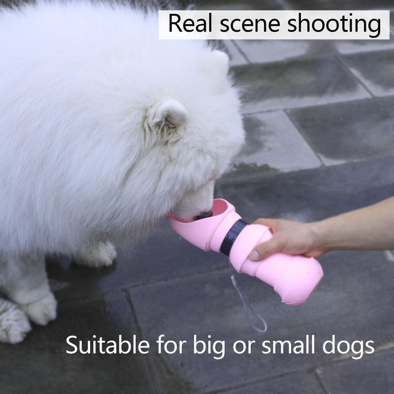 Generic Dog Foldable Water Bottle with Folding Bowl (Pink Globe)