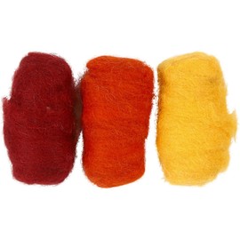 Lana cardata, armonia giallo/arancione, 3x10g