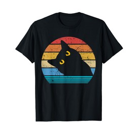 Retro Black Cat Lover Vintage Style Cats Cute Kitty Gift Men Women Girls Kids T-Shirt
