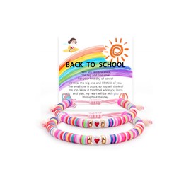 YUZHEJIE First Day of Kindergarten Pre-K Bracelet Mother Daughter Matching Bracelets Back to School Clay Beads Bracelets Jewelry Gifts (Colorful-Back to School)