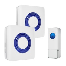 Wireless Chime, Entrance Chime Doorbell, LED Presentation Light, 0-110db, 5 Levels of Volume Control, 58 Songs Selection, 400M Wireless Range, Waterproof, Dustproof, Call Chime Set, 1 Transmitter, 2 Receivers