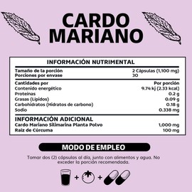 Extracto de Cardo Mariano Beyond Vitamins 100% Natural y Vegano con Raíz de Cúrcuma