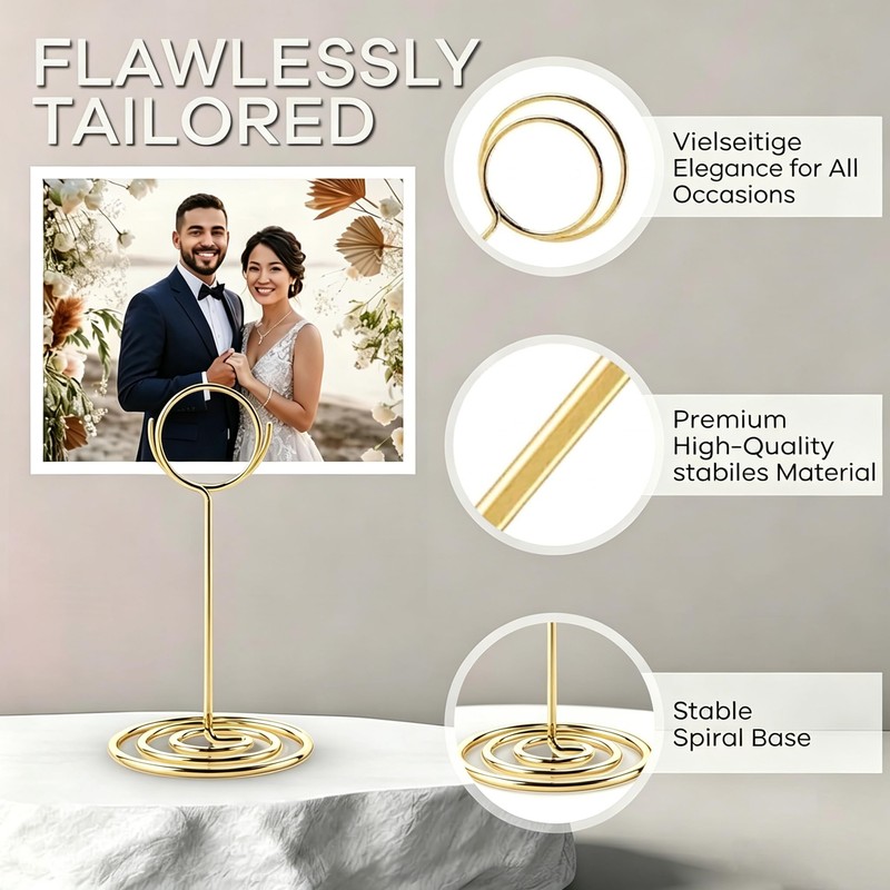 Round Gold Table Number Holders, 16 Pack 3.35 Inch Desktop
