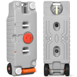 SereneLife 75L RV Portable Water Tank with Metal Handle, Large Wheels, Level Indicator & Rotating Spout - Ideal for Freshwater or Sewage Storage, Easy to Use for Camping and Outdoor Activities