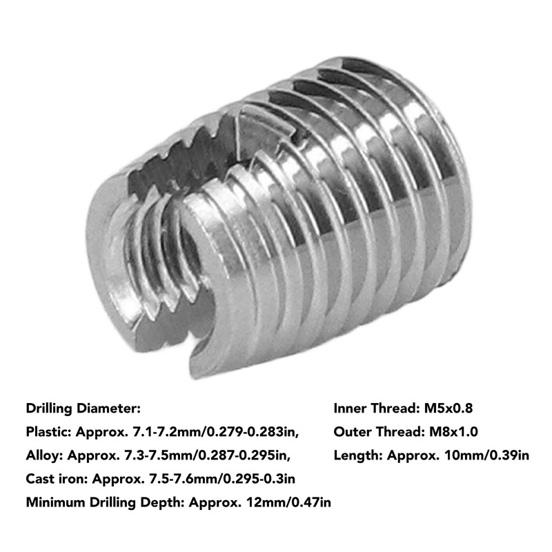 20PCS Self Tapping Insert Stainless Steel Slotted Wire Thread Repair