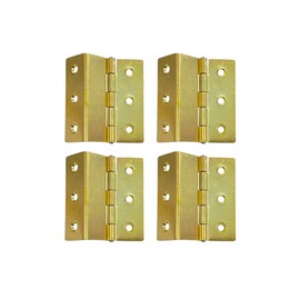 QCAA Heavy Duty 3 Fold Retro Chest Hinge, Half Surface for Chest, Cabinet, Furniture, 3" x 1.8mm, Brass Plated, Made in Taiwan, 4 Pack