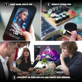 Krimi Mysterium - Crime Dinner for Home | Crime Game for 4 to 6 People | Murder Mystery | Crime Dinner for a Murder Dinner Party | Murder in Neo Tokyo