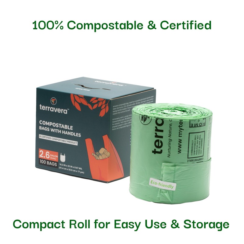 2.6 Gallon Compostable Food Scrap Bags - Handle Tie |