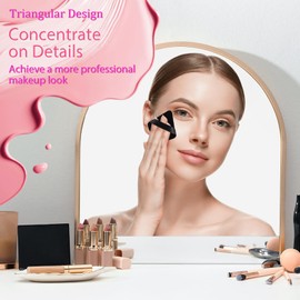 JOLY Triangle Powder Puff Face Makeup Sponge Beauty Blender Stocking Stuffers Puffs for Women apply Loose Powder and Foundation (4Pcs Black)