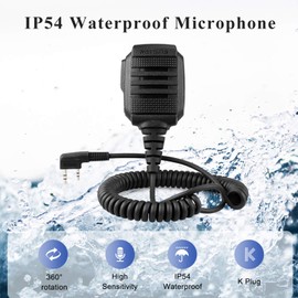 Retevis IP54 Waterproof 2 Pin Speaker Mic, Compact Walkie Talkie Microphone for Baofeng BF-F8HP UV-5R BF-888S Retevis RT21 RT22 H-777 RT68 RT27 RT1 Arcshell AR-5 Two Way Radios (1 Pack)