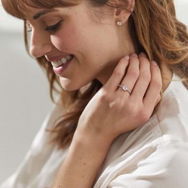 KRKC&CO Moissanite Rings for Women, S925 Sterling Silver Diamond Engagement Rings, D Color VVS1 Round Cut Lab Created White Gold plated, Eternity Promise Wedding Rings for Woman(6.5, 6.5)