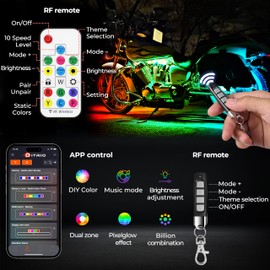 18pcs Underglow LED Strip Light Kit with APP Control, Dual Zone, Brake Turn Signal, 12V Waterproof Pixelglow Effects Color Chasing Lights for Motorcycles, Boats, Golf Carts, ATVs, UTVs,Trucks