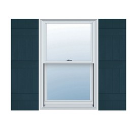 Ekena Millwork LJ4S14X05900MB 14" W Lifetime Vinyl, Standard Four Joined, Board-n-Batten, w/Installation Lok's & Matching Screws Shutter (Per Pair), 59-in. H, 166-Midnight Blue