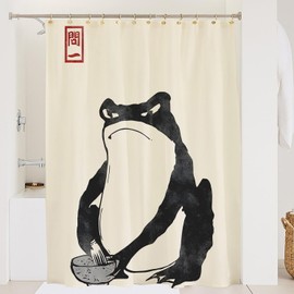 De-Mediocre Funny Shower Curtain Japanese Unimpressed Frog Matcha Shower Curtain Sets 72x72inch Art Bath Curtain Waterproof and Fabric Curtain for Bathroom