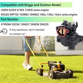 799584 Carburetor for 550EX 625EX 675EX 725EXi 103M02 09P702 104M02 Engine for Troy Bilt TB110 TB200 Lawn Mower Replace# 594058 594529 592361 594057
