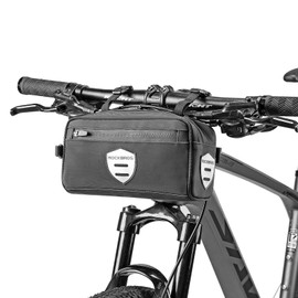 Rockbros Bicycle Front Bag, Handlebar Bag, Lightweight, Approx. 6.6 gal (2 L), Item Storage, Roll Top Tube Bag, Daily Waterproof, Easy to Put On and Take Off, Reflective Reflective, Stylish, School, Climbing, Travel, Mountain Biking, Cycling