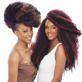 Janet Collection Synthetic Hair Braids Noir Afro Twist Braid (Marley Braid) (4-Pack, 27)
