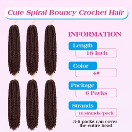 Passion Twist Crochet Hair 18inch 96 Stands Passion Twists Braiding Hair 6 Packs Synthetic Passion Twist Crochet Braids Hair Extensions (4#Medium Dark Brown, 18 Inch (Pack of 6))