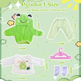 Vestiti per bambole da 50 a 55 cm, set per bambole da 20 a 22 pollici, 1 giacca con cappuccio verde, 1 top 1 paio di calzini 1 appendiabiti, graziose stampe di animali