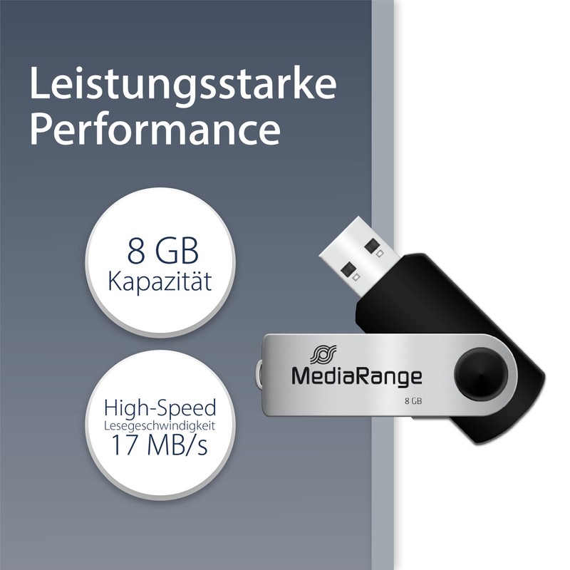 MediaRange USB Memory Stick 8GB Grey