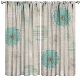 ZhiRain Mid-Century Curtains Vintage Geometry Modern Mid Century 50s and 60s Print Curtain with Rod Pocket for Bedroom Living Room Home Decor Drapes Window Treatments 2 Panels Set 42" W X 54" L