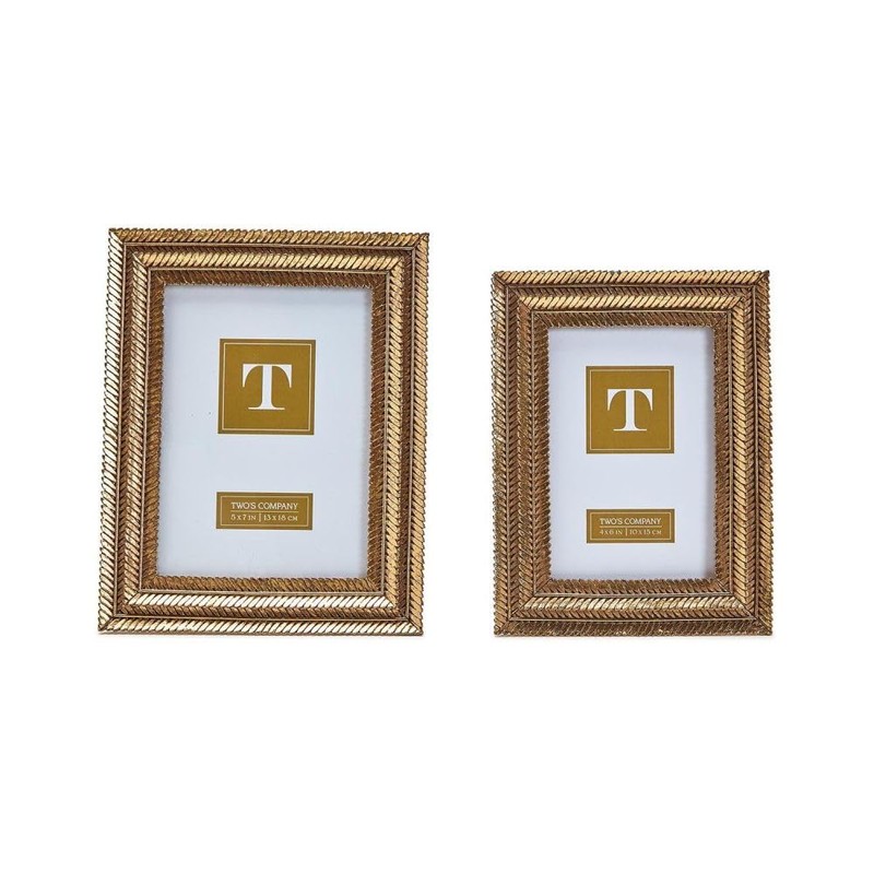 Two's Company Gold Fern Set of 2 Photo Frame Includes