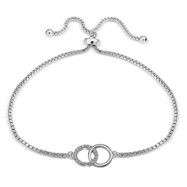 Hoops & Loops - Pulsera Ajustable de Plata de Ley con circonitas cúbicas entrelazadas