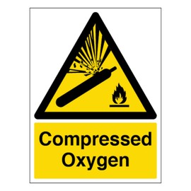 V Safety Compressed Oxygen - Portrait 150 x 200mm - 1mm Rigid Plastic Safety Sign