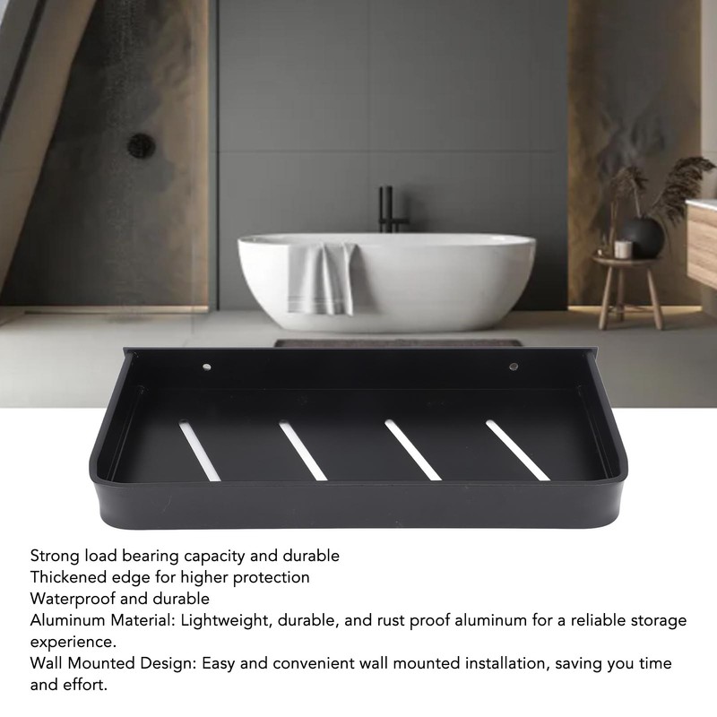 Shower Caddy Wall Mount Shelf with Hooks Space Aluminium Large