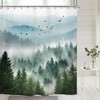 Riyidecor Misty Mountain Shower Curtain 72Wx72H Inch Nature Scenery Foggy