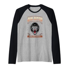 Jiu Jitsu Mind Over Muscle - Grappling BJJ Angry Gorilla Raglan, black