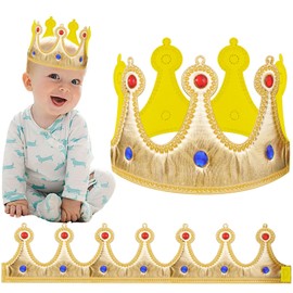 Naturahand 2Pcs Golden King Crown Hat Cloth Crown Birthday Hat Boys's King Crown Party