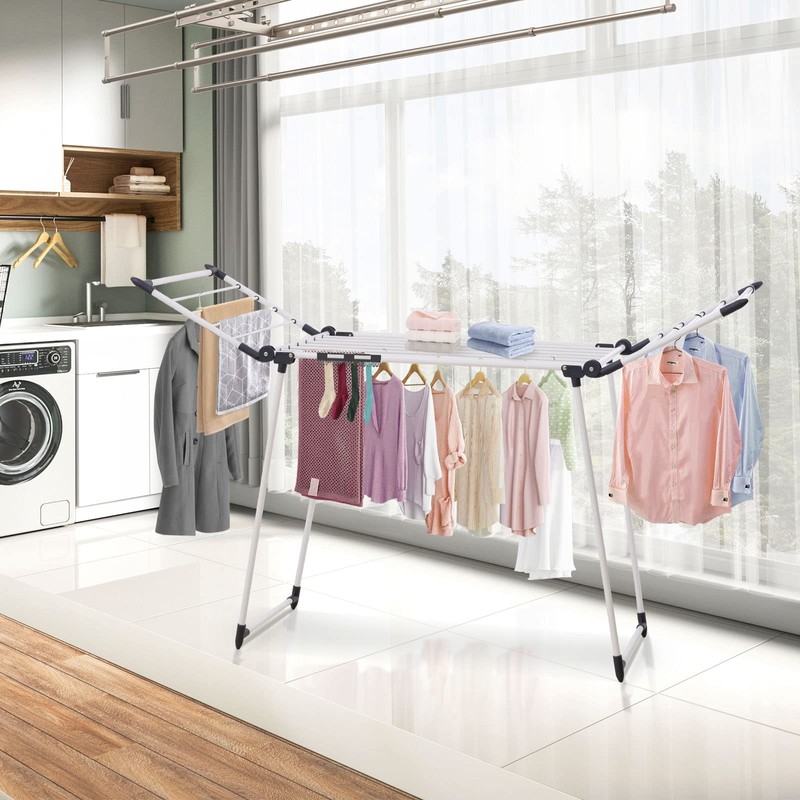 YUBELLES Clothes Drying Rack, Gullwing Laundry Rack, Collapsible, Space-Saving Laundry