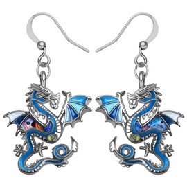 Pendientes de aleación esmaltada, diseño de dragón volador, joyería de moda para mujeres y niñas, 22mm x 21mm approximately 0.86"tall &0.82"width, Esmalte, Sin gemas.