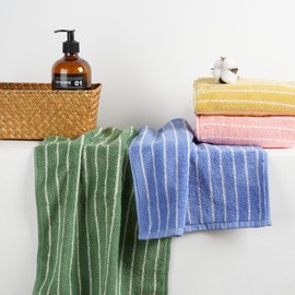 Leisofter Hand Towels for Bathroom,100% Cotton Striped Pattern Soft Absorbent Towel Set for Face Spa Bath Gym Kitchen,14” x 29”, 4 Colors (4 Colors)