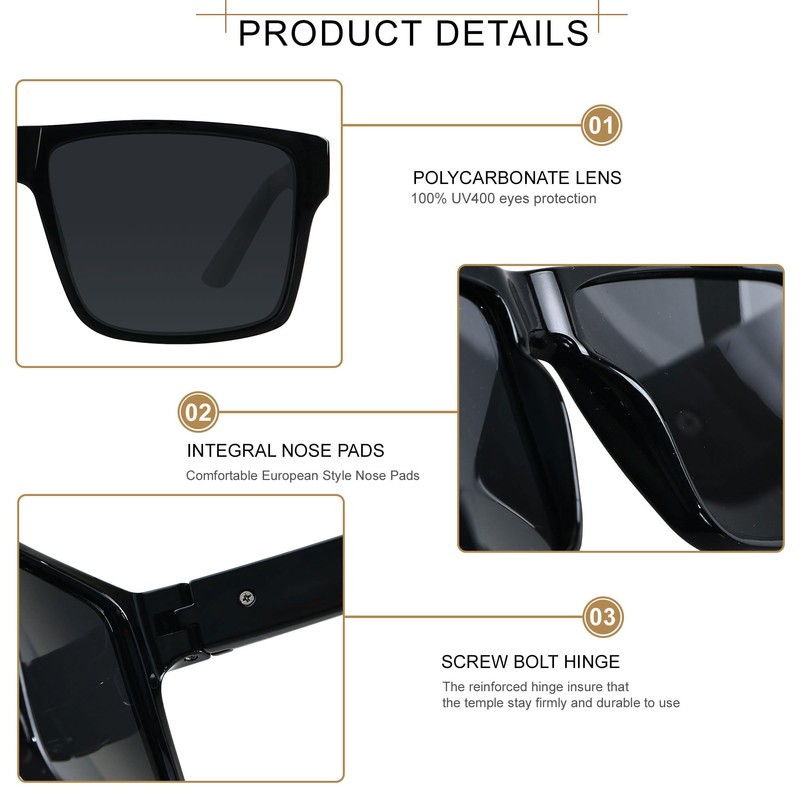 LYZOIT Square Sunglasses for Men Women Oversized Big UV Protection