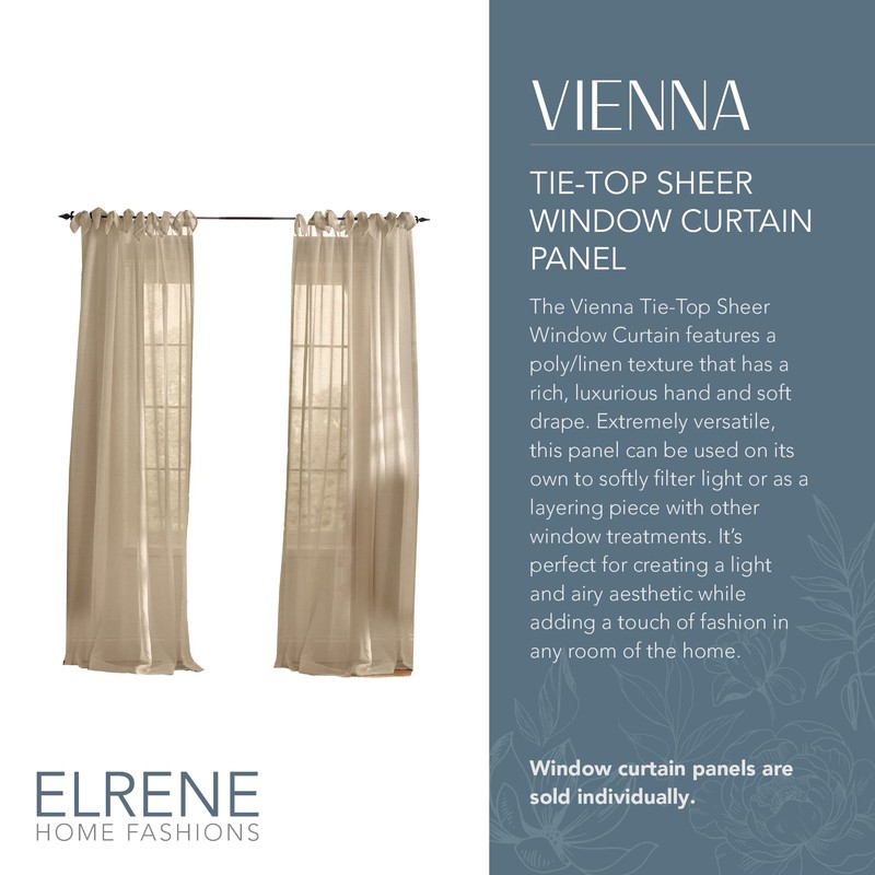 Elrene Home Fashions Vienna Tie-Top Sheer Window Curtain Panel, 52"
