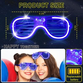 YOFOBU115 PCS Glow in the Dark Party Supplies,100PCS 8”Blue Glow Sticks Necklaces Bracelets with Connectors,15Pack LED Glasses,LED Light Up Toy Neon Party Favors for Christmas,Valentine's Day,July 4th