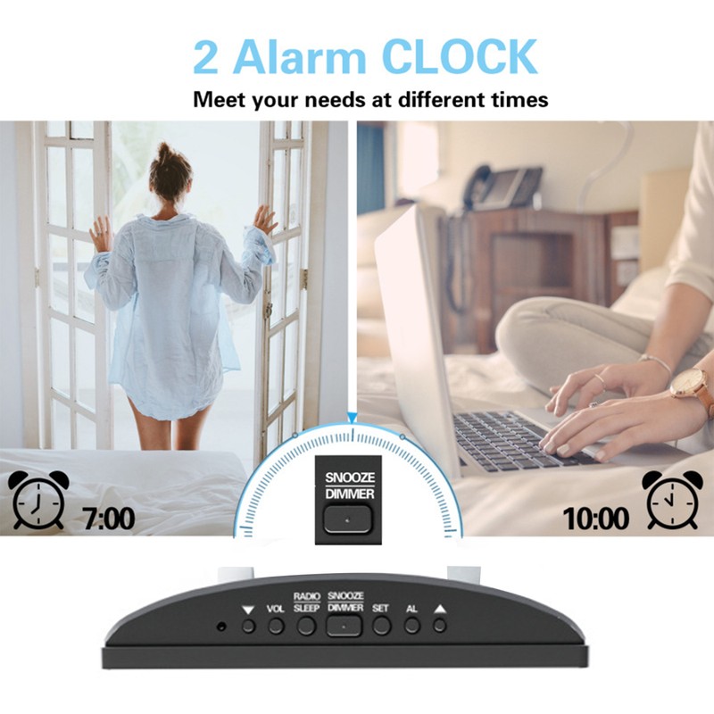 Digital Alarm Clock 180° Projection On Ceiling Wall USB Powered