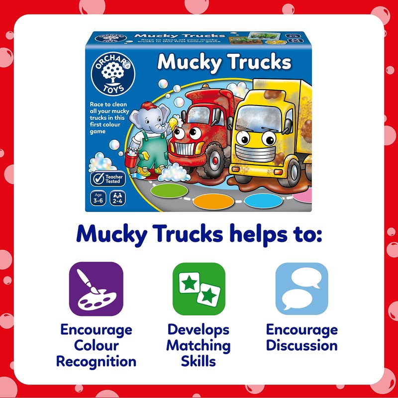 Orchard Toys Mucky Trucks Game, A fun colour matching game