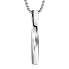 [Dletay] Memorial Pendant, Men's Twisted Bar Urn Pendant, Hand Memorial Pendant, Urn Necklace, Removable, Stainless Steel, Memorial Jewelry, Stainless Steel