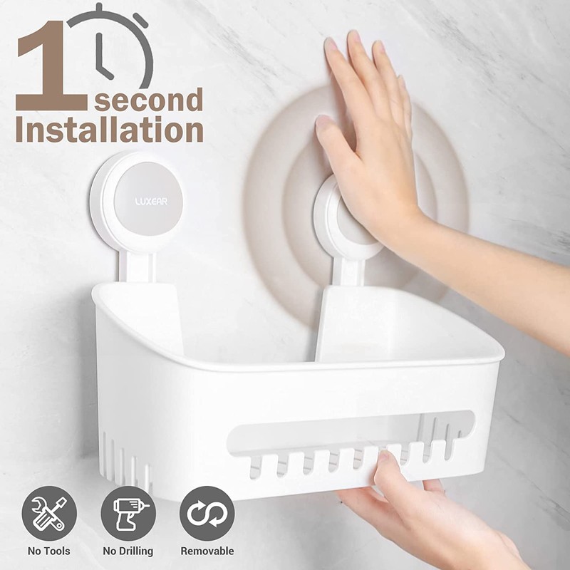 Luxear Shower Caddy Suction Cup Set 4 Packs,Shower Shelf+Soap Dish+Suction