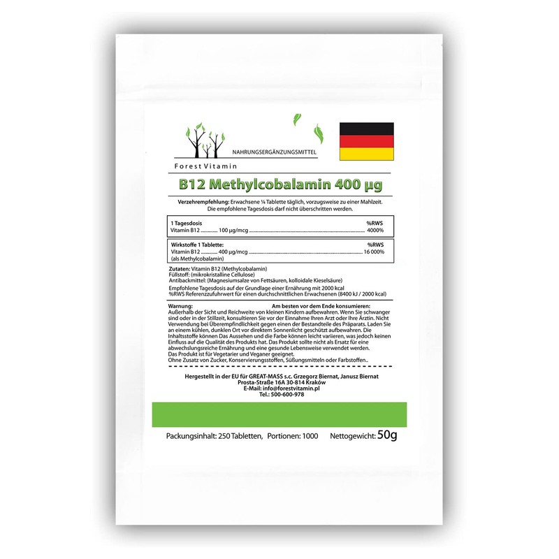 B12 - Forest Vitamin - Vitamin B12 (Methylcobalamin) 400 μg