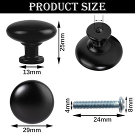 ZFKXGS Pack of 2 Furniture Knobs, Matte Black Cabinet Knobs, Round Drawer Knobs, Cupboard Knobs, Vintage Kitchen Handles, Black Furniture Handles, Drawer Knob, Chest of Drawers, Children's Room Door